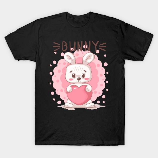 bunny heart cartoon T-Shirt by Mako Design 